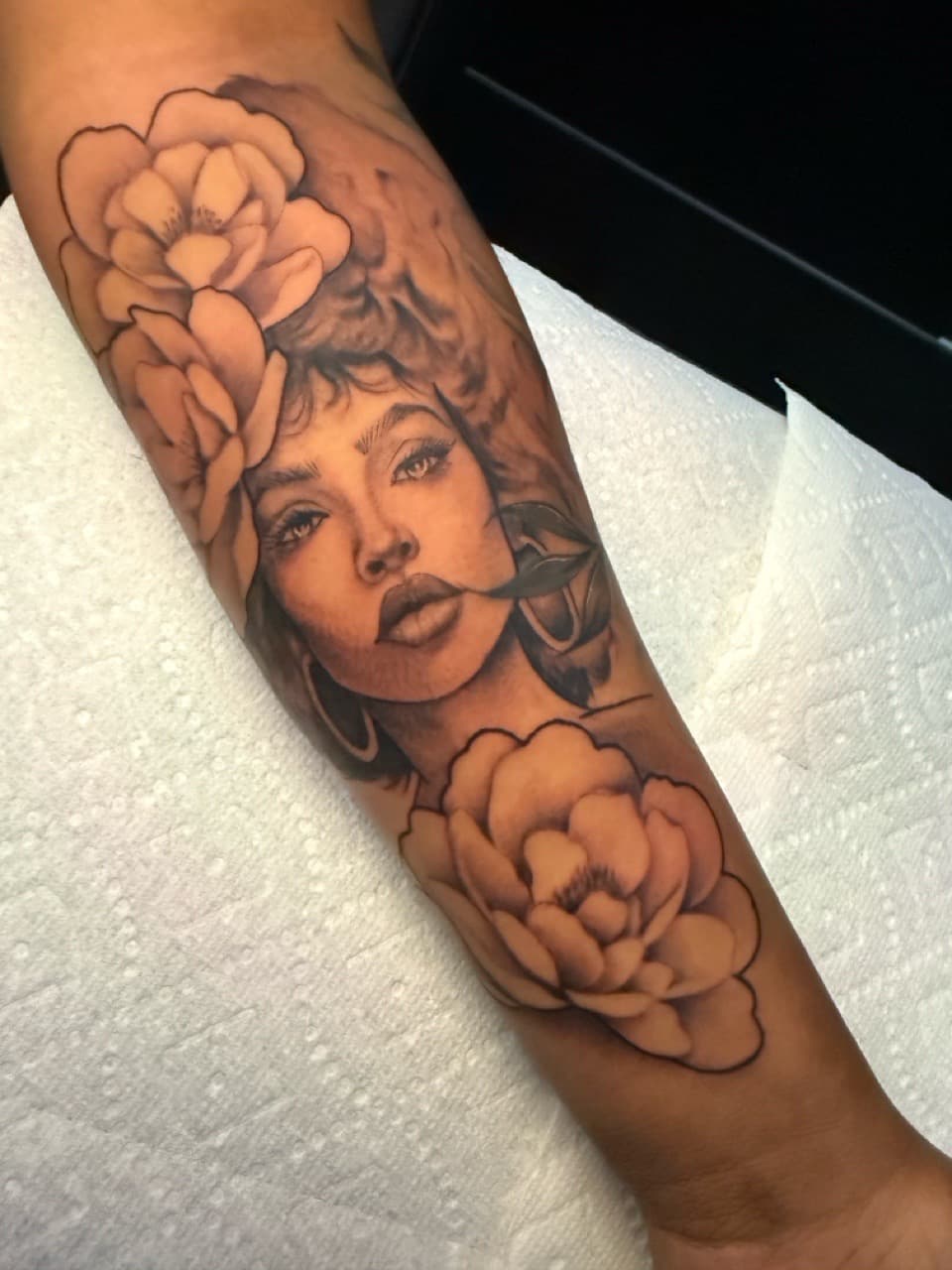 Realism + Black & Grey woman tattoo on Forearm by Ink_by_Noble on TattMe