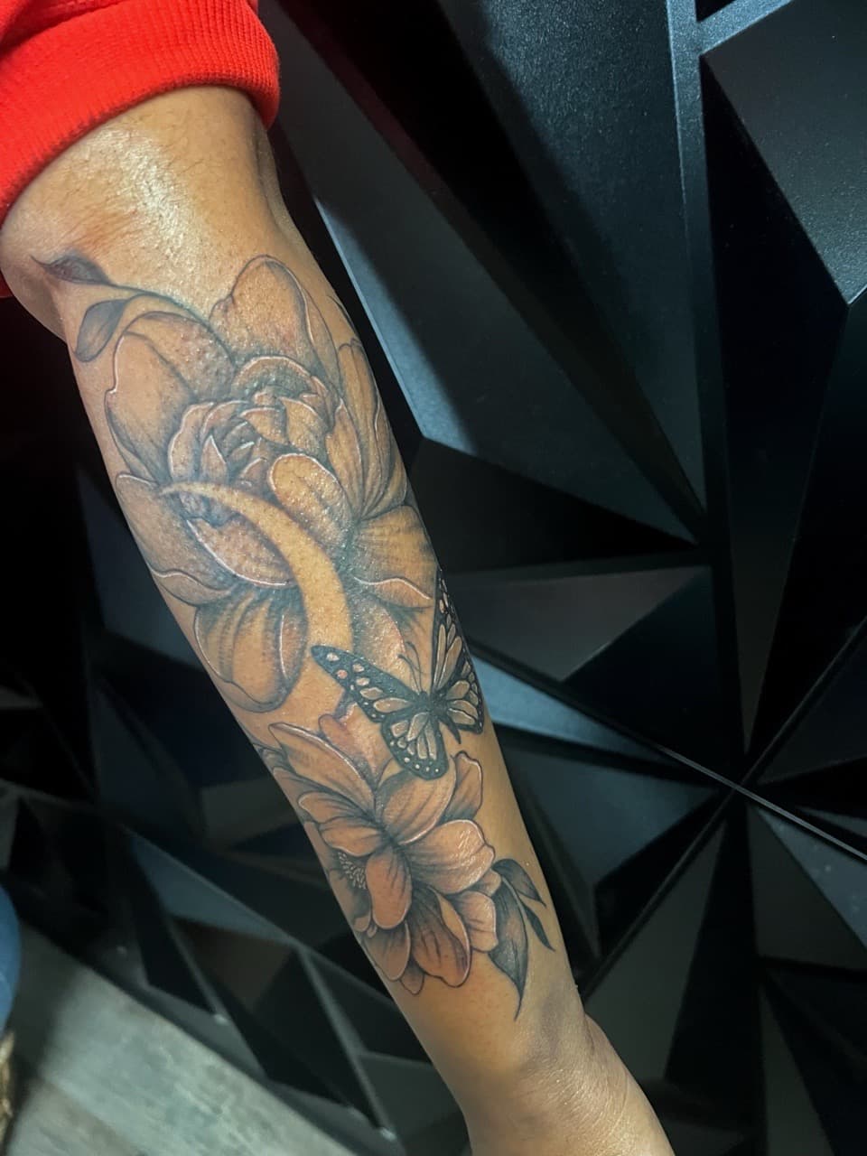 Black & Grey + Floral flowers tattoo on Forearm by Ink_by_Noble on TattMe