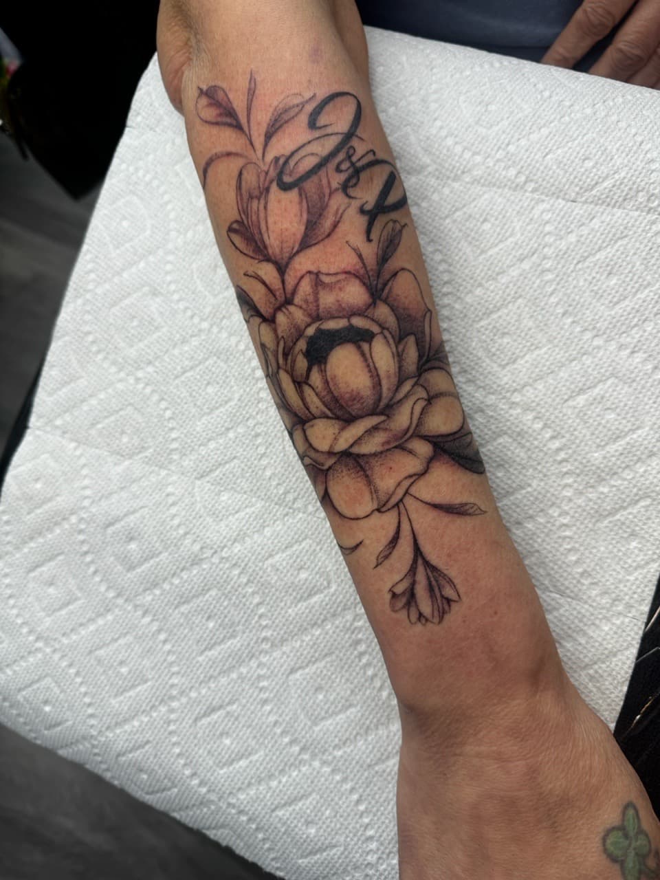 Floral + Black & Grey flowers tattoo on Forearm by Ink_by_Noble on TattMe