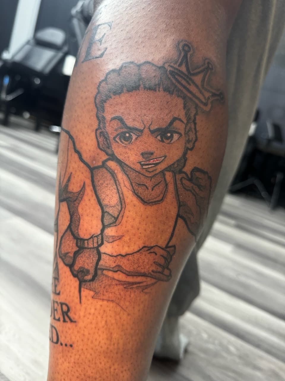 Pop Culture + Anime huey freeman tattoo on Calf by Ink_by_Noble on TattMe