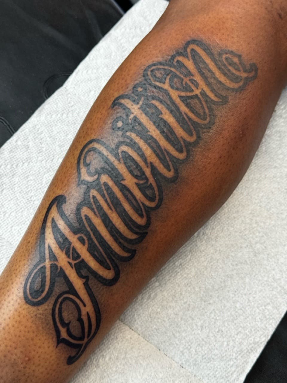 Lettering + Script name tattoo on Forearm by Ink_by_Noble on TattMe