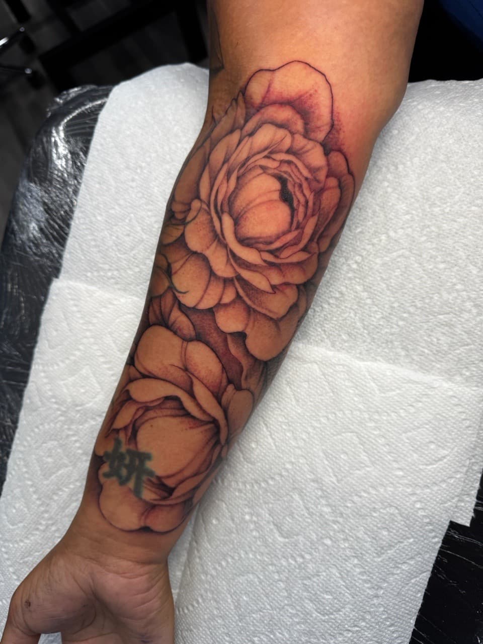 Floral + Black & Grey flowers tattoo on Forearm by Ink_by_Noble on TattMe