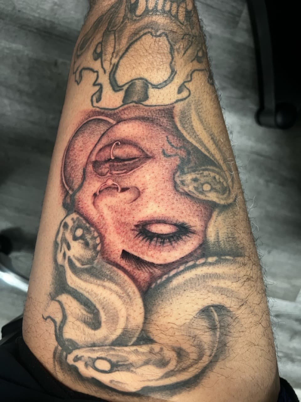 Black & Grey + Illustrative snakes tattoo on Forearm by Ink_by_Noble on TattMe