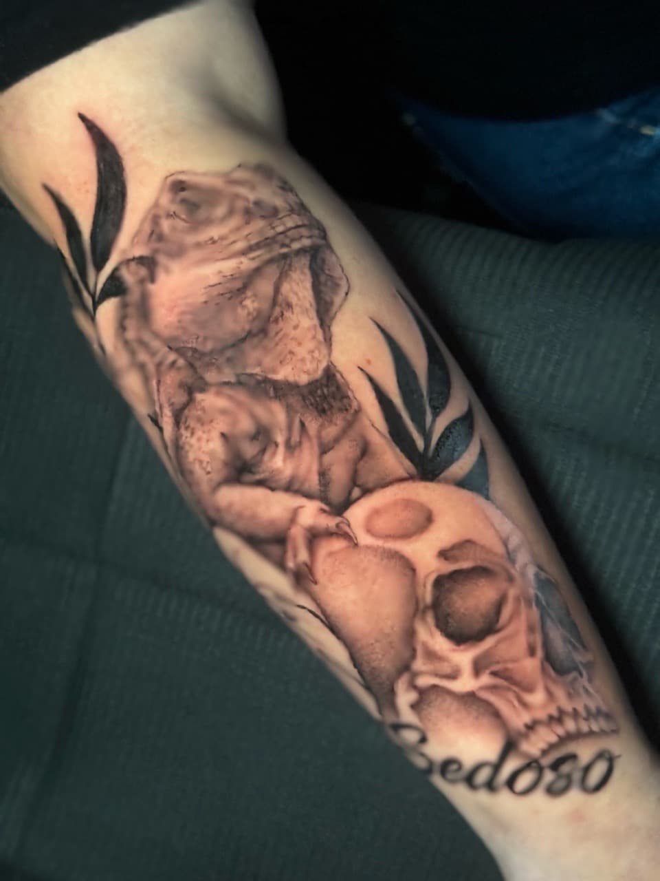 Black & Grey + Realism lizard tattoo on Forearm by Ink_by_Noble on TattMe