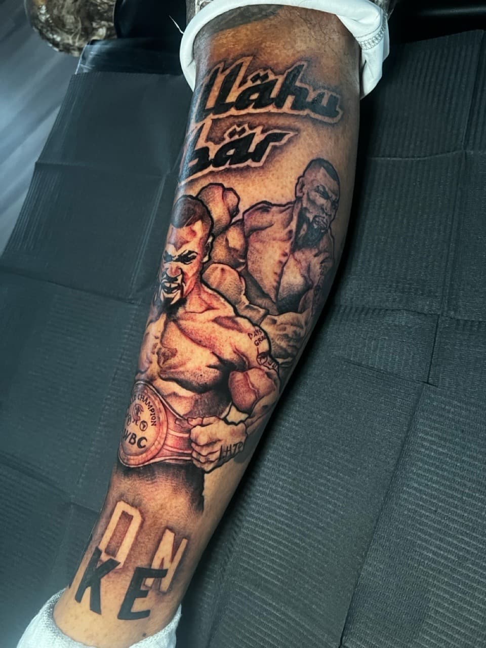 Black & Grey + Realism boxers tattoo on Calf by Ink_by_Noble on TattMe