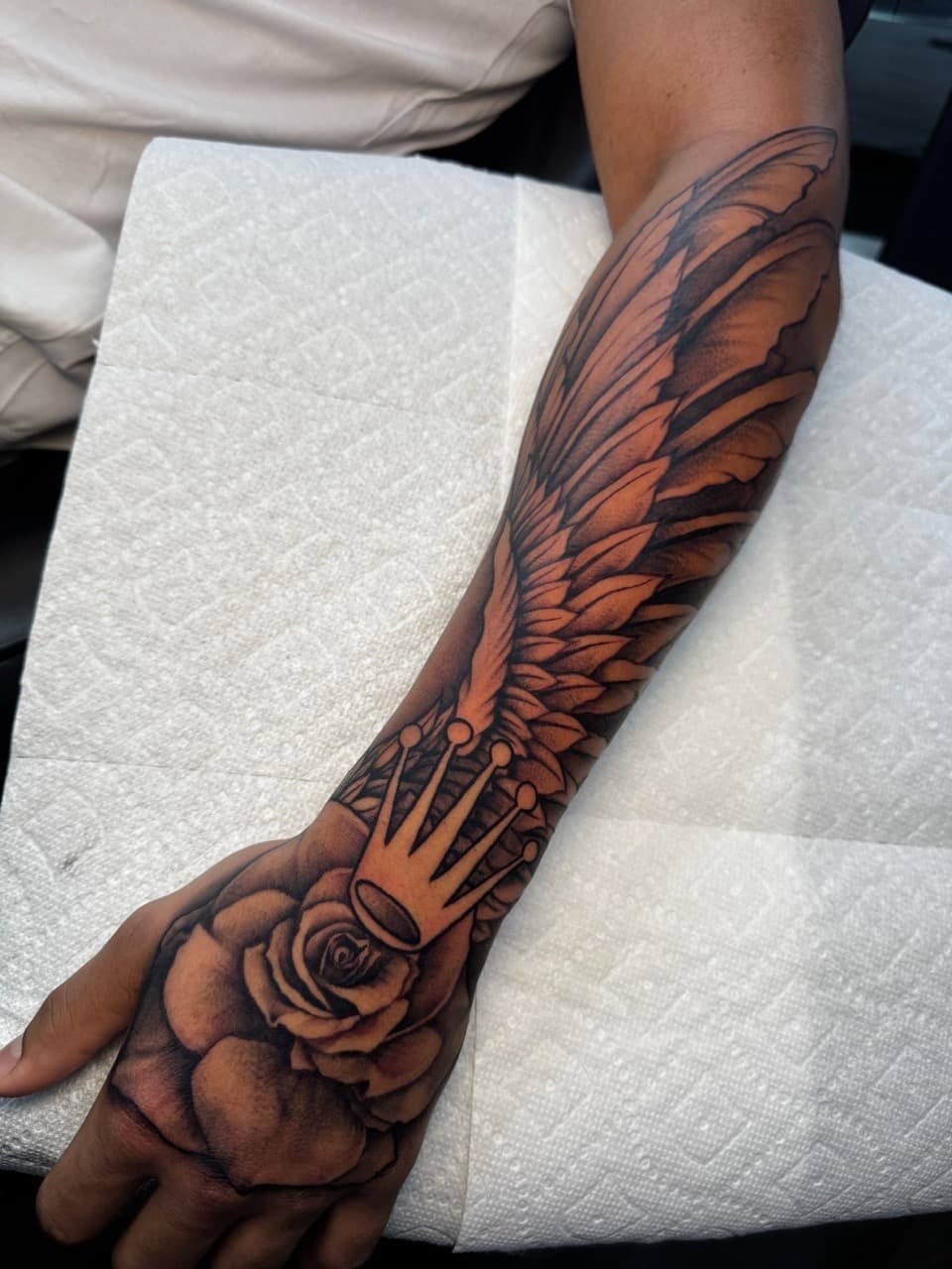 Black & Grey + Illustrative crown tattoo on Forearm by Ink_by_Noble on TattMe