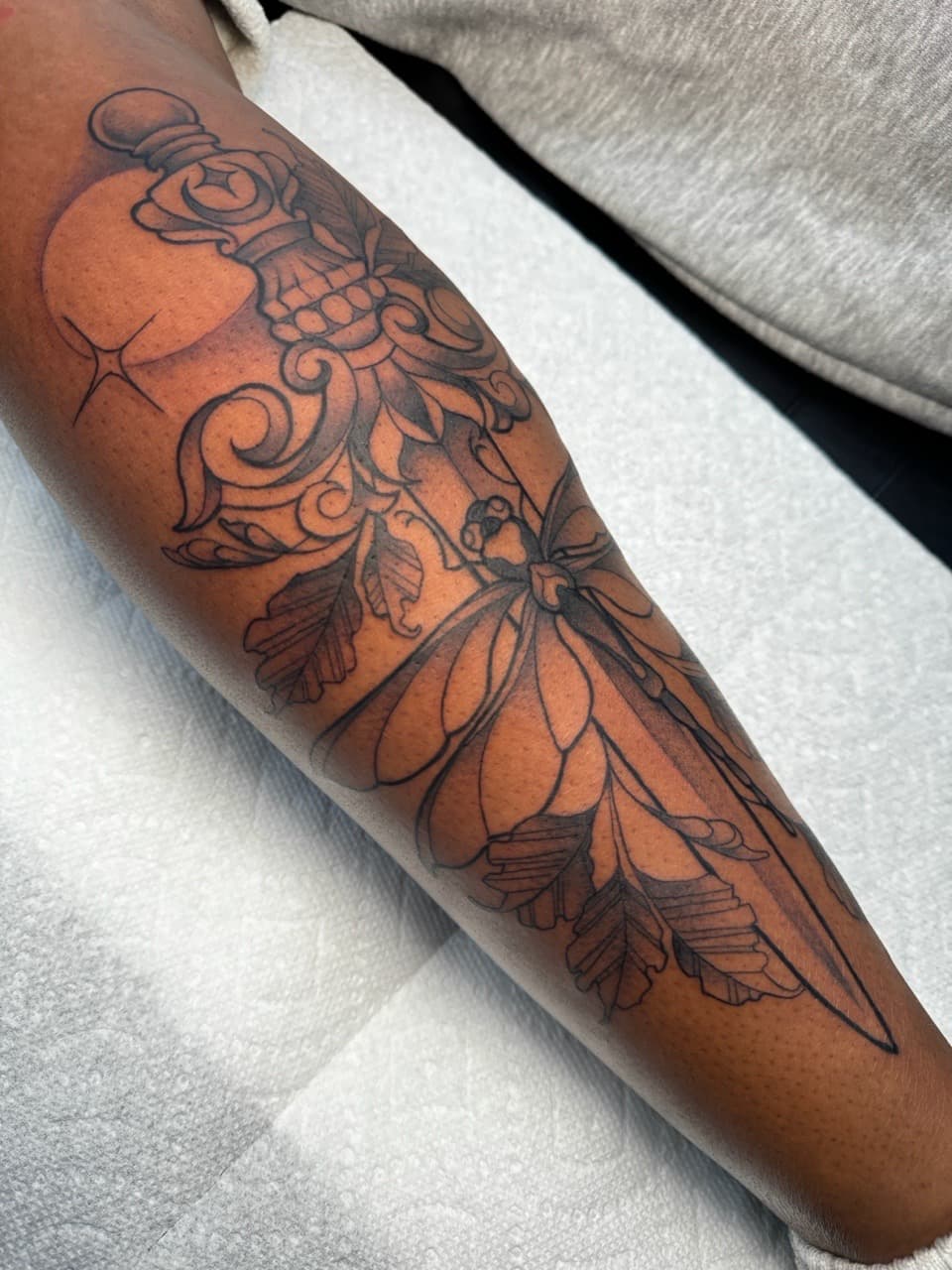 Illustrative + Neo-Traditional dagger tattoo on Forearm by Ink_by_Noble on TattMe