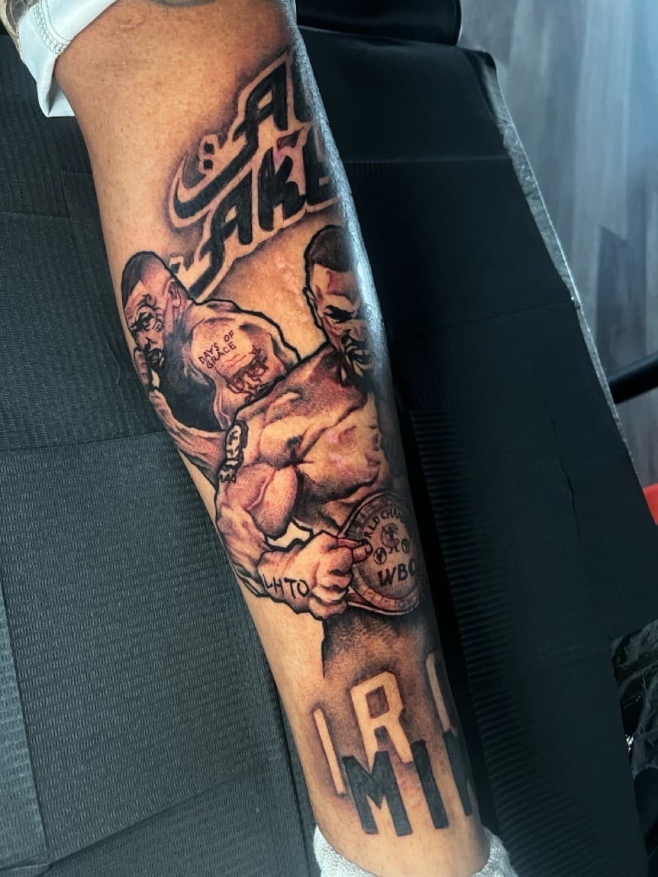 Black & Grey + Illustrative boxers tattoo on Calf by Ink_by_Noble on TattMe