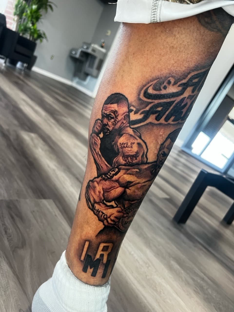 Black & Grey + Realism fighter tattoo on Calf by Ink_by_Noble on TattMe