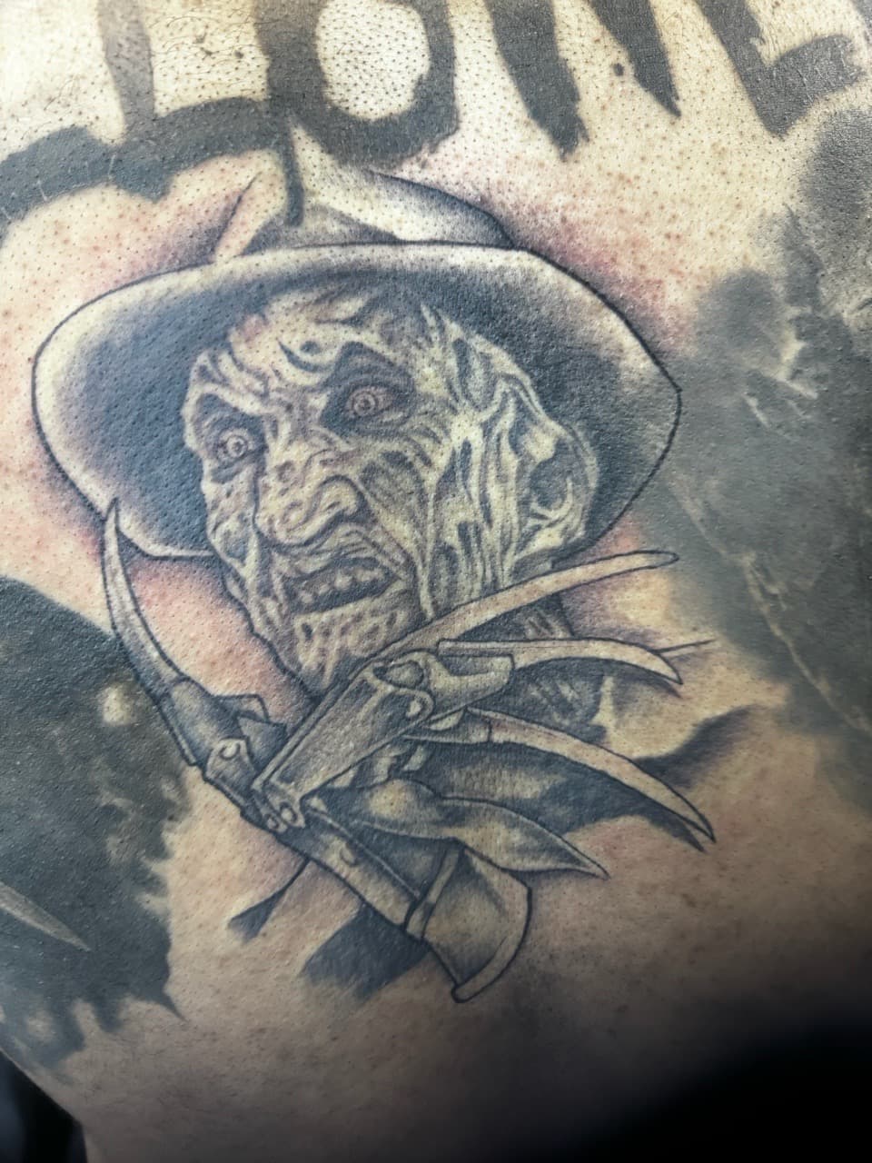 Black & Grey + Realism freddy krueger tattoo on Shoulder by Ink_by_Noble on TattMe