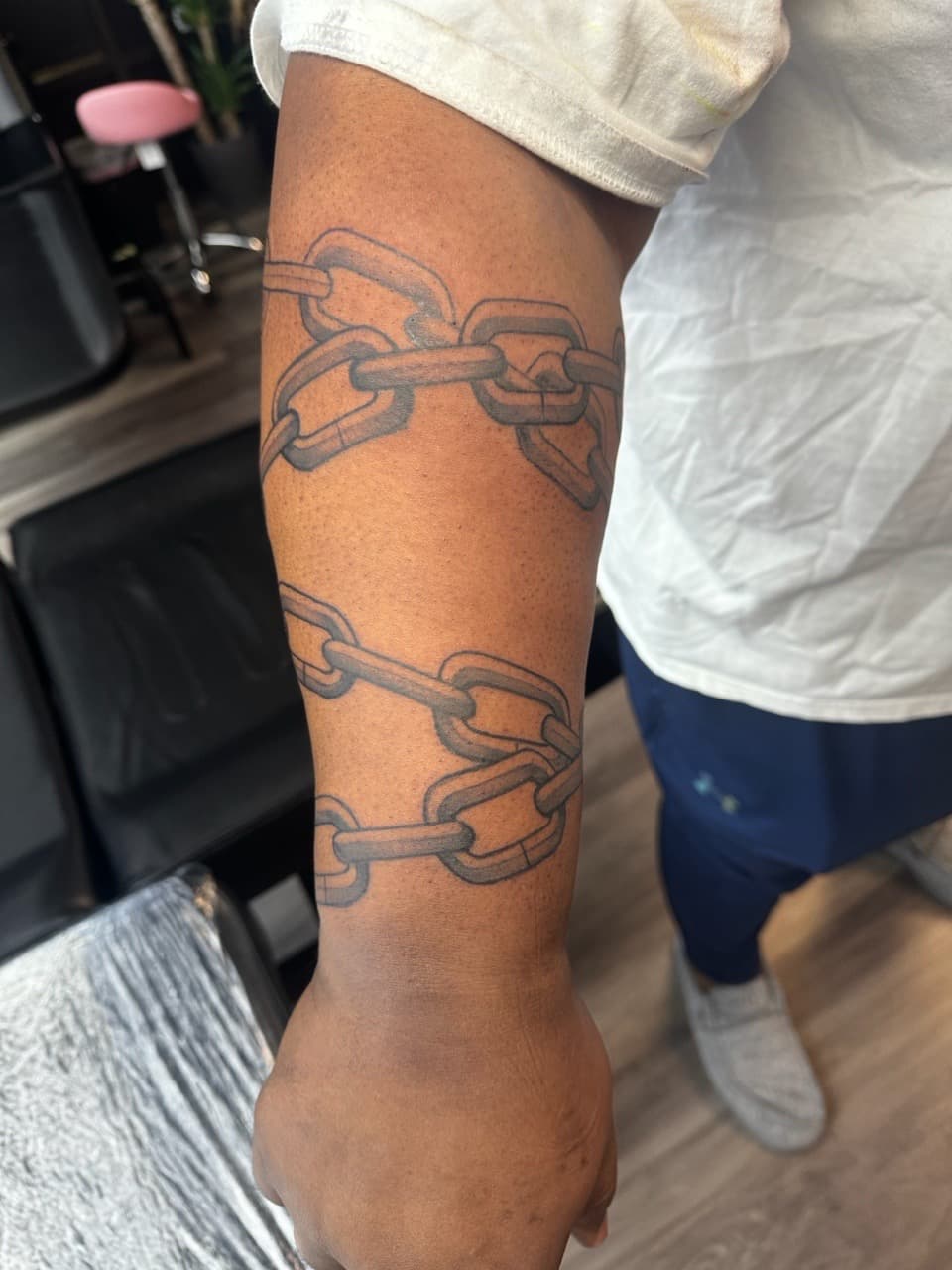 Black & Grey + Line-work chain tattoo on Forearm by Ink_by_Noble on TattMe