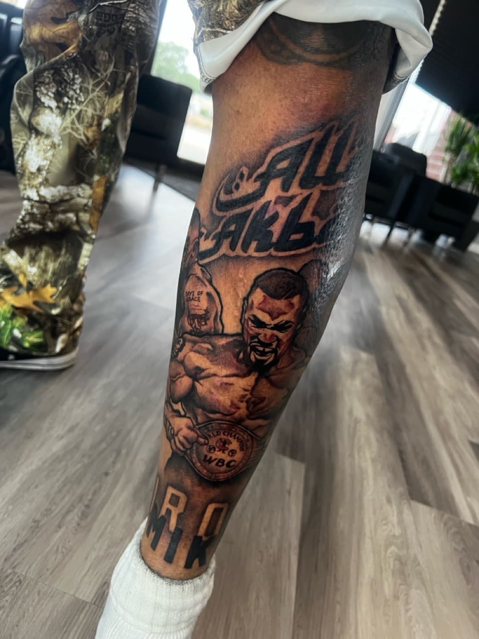 Black & Grey + Realism boxer tattoo on Calf by Ink_by_Noble on TattMe