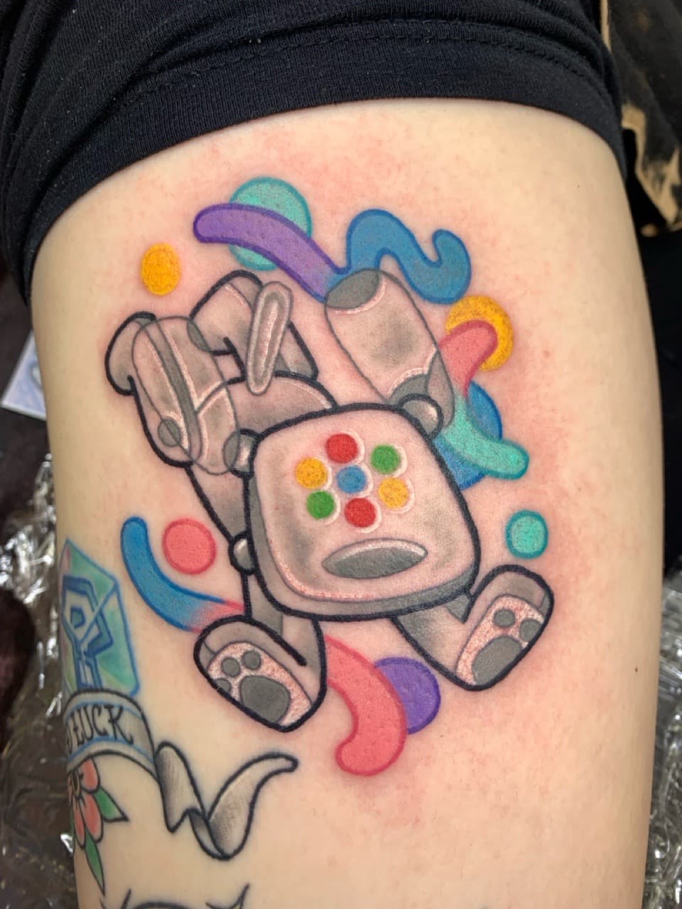 Color + New School robot tattoo on Upper Arm by Mads_TwoTone_Roy on TattMe