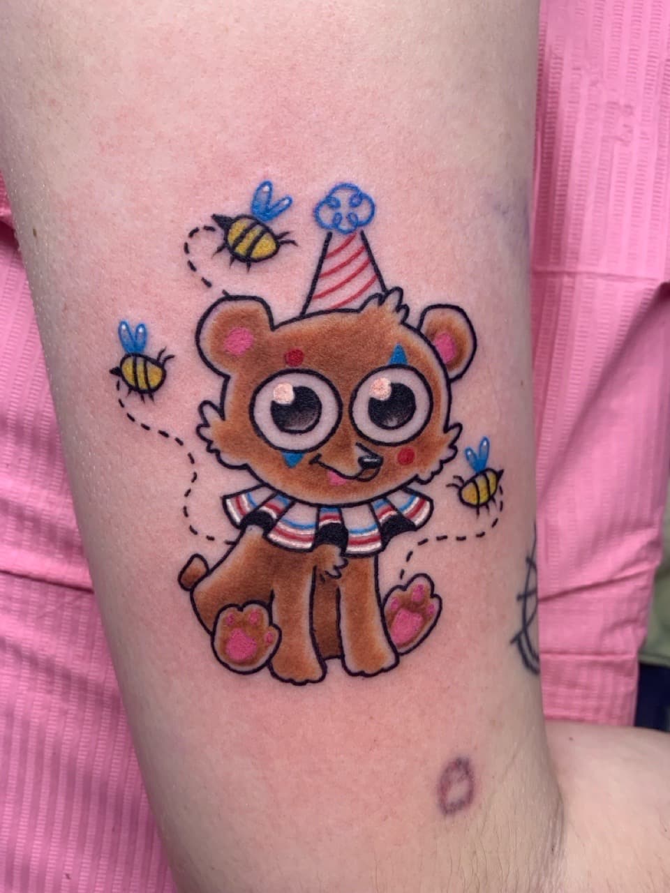 Cartoon + Color bear tattoo on Upper Arm by Mads_TwoTone_Roy on TattMe