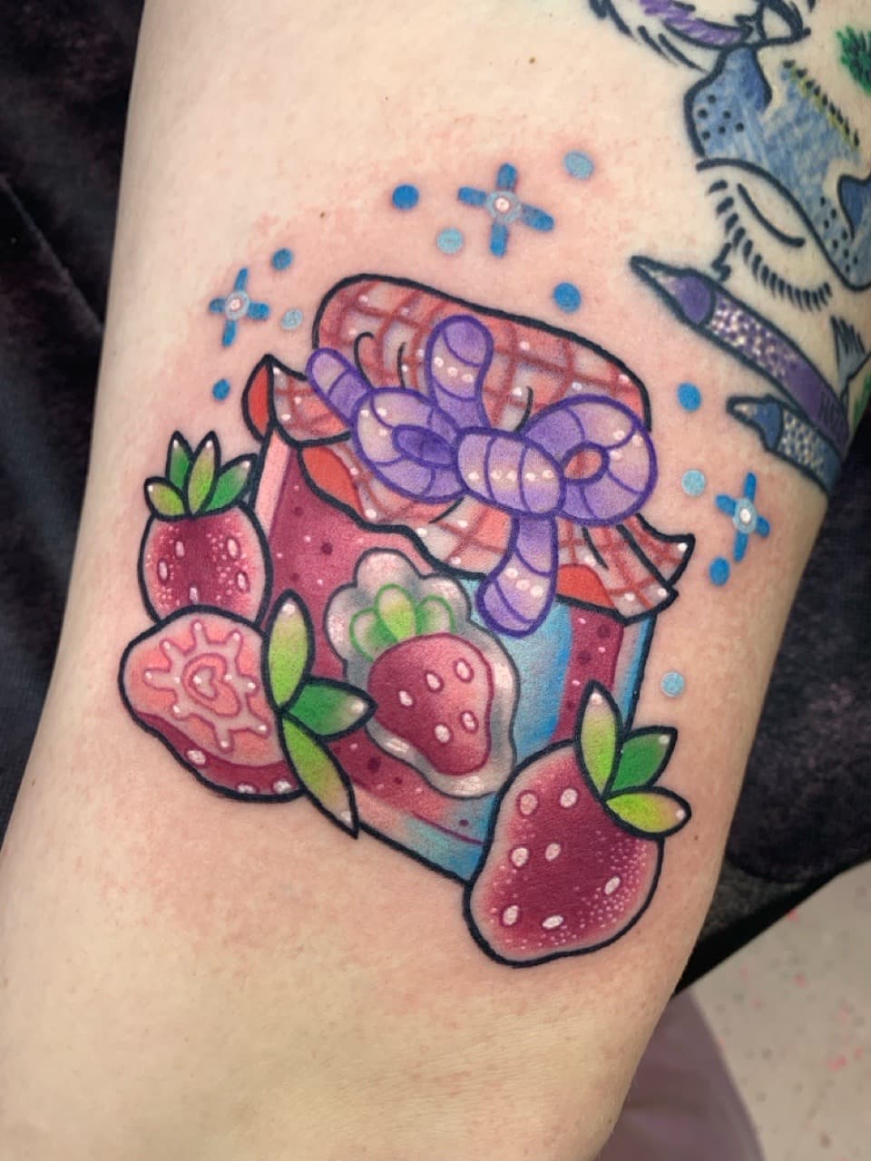 Illustrative + Color jar tattoo on Upper Arm by Mads_TwoTone_Roy on TattMe