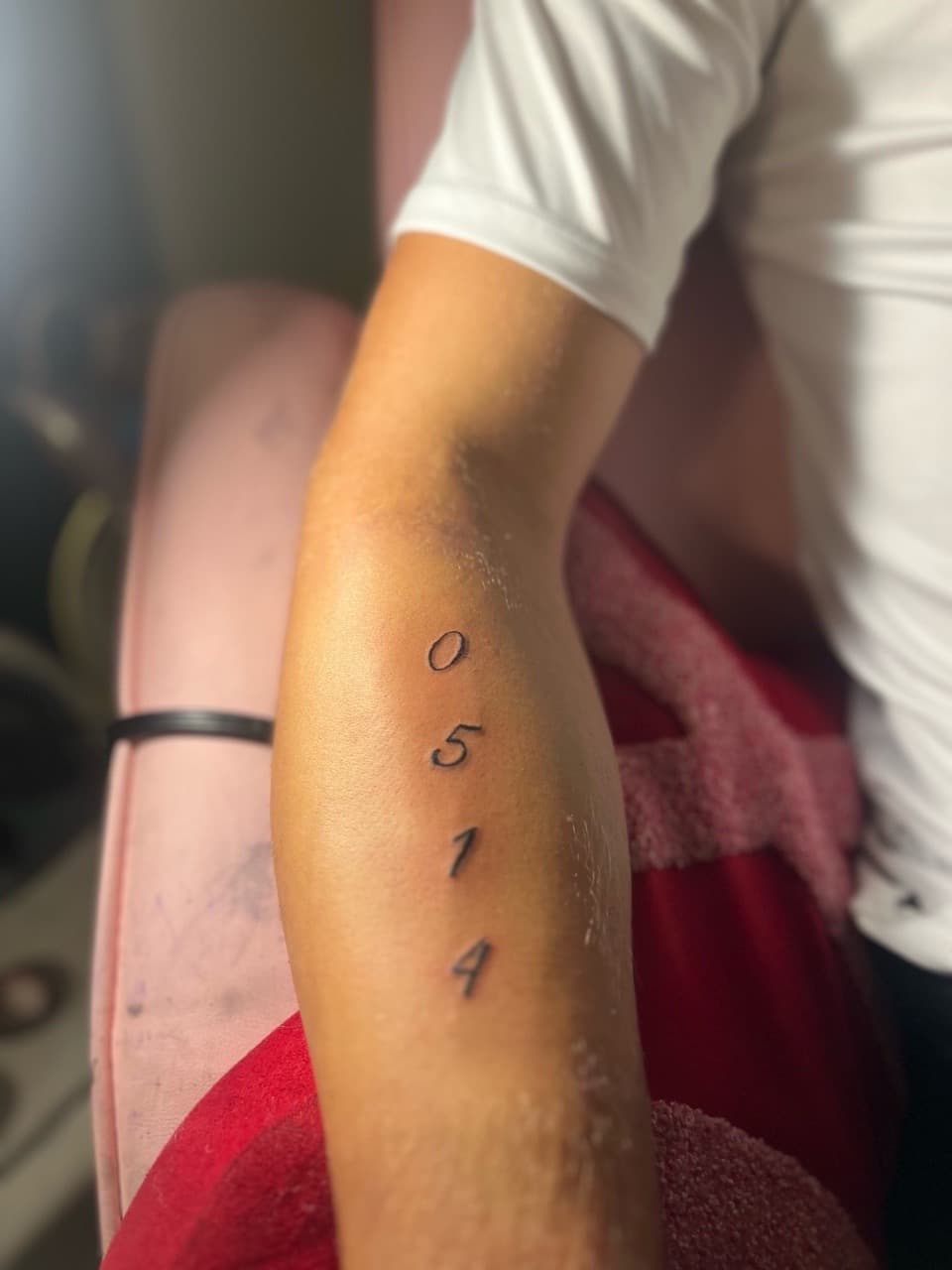 Lettering + Minimalist numbers tattoo on Forearm by Tattoos_Wit_ZaZa on TattMe