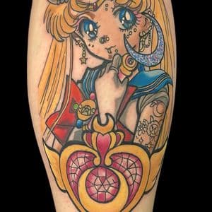Anime + Cartoon sailor moon tattoo on Calf by Bakerboyink on TattMe