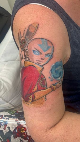 Anime + Pop Culture aang tattoo on Upper Arm by Bakerboyink on TattMe