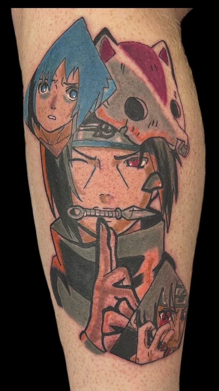 Anime + Color naruto tattoo on Calf by Bakerboyink on TattMe