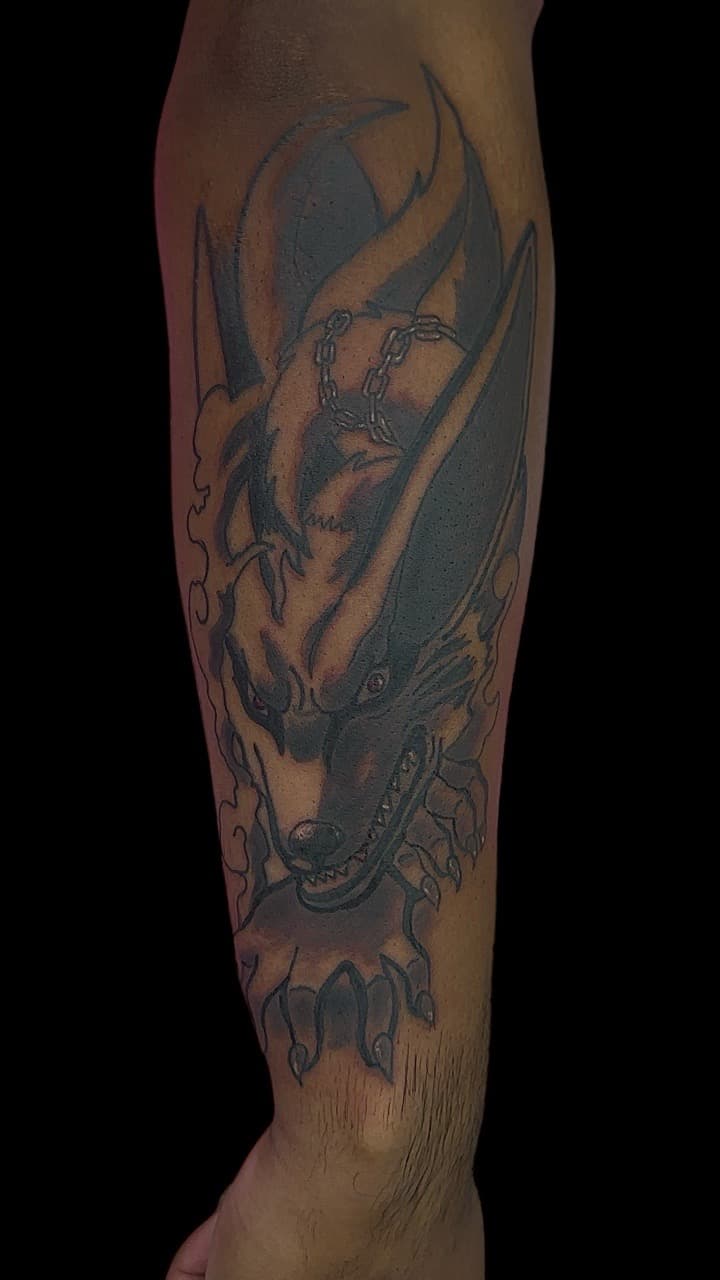 Black & Grey + Illustrative fox tattoo on Forearm by Bakerboyink on TattMe