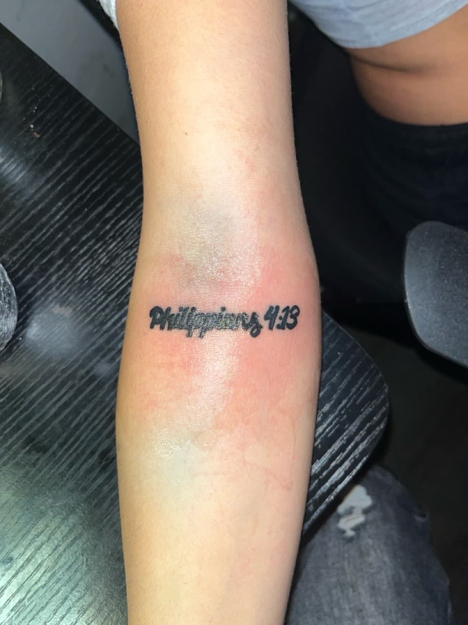 Lettering + Script scripture tattoo on Forearm by TattedbyC3 on TattMe