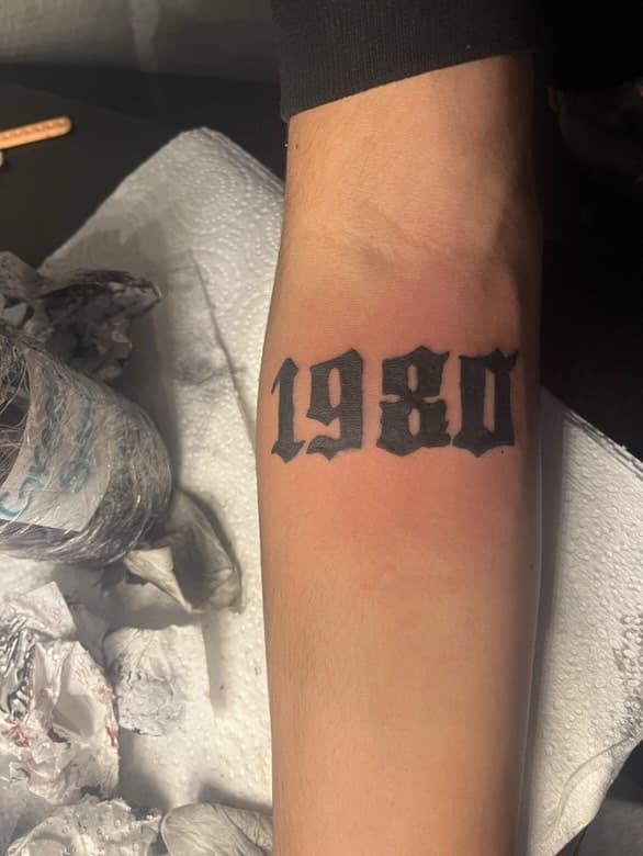 Lettering + Script numbers tattoo on Forearm by TattedbyC3 on TattMe