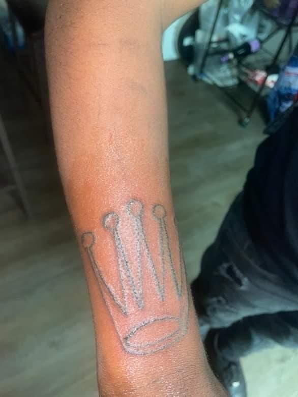 Line-work + Fine Line crown tattoo on Forearm by TattedbyC3 on TattMe