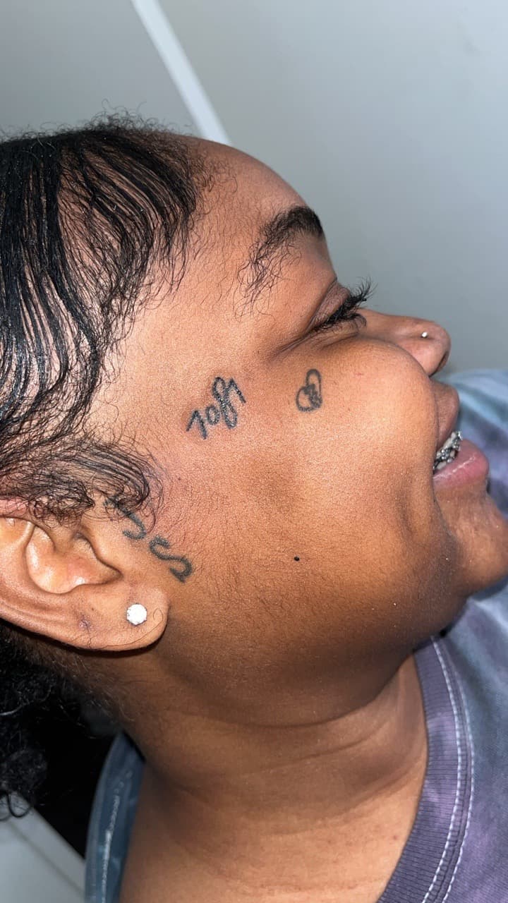 Lettering + Fine Line numbers tattoo on Face by TattedbyC3 on TattMe