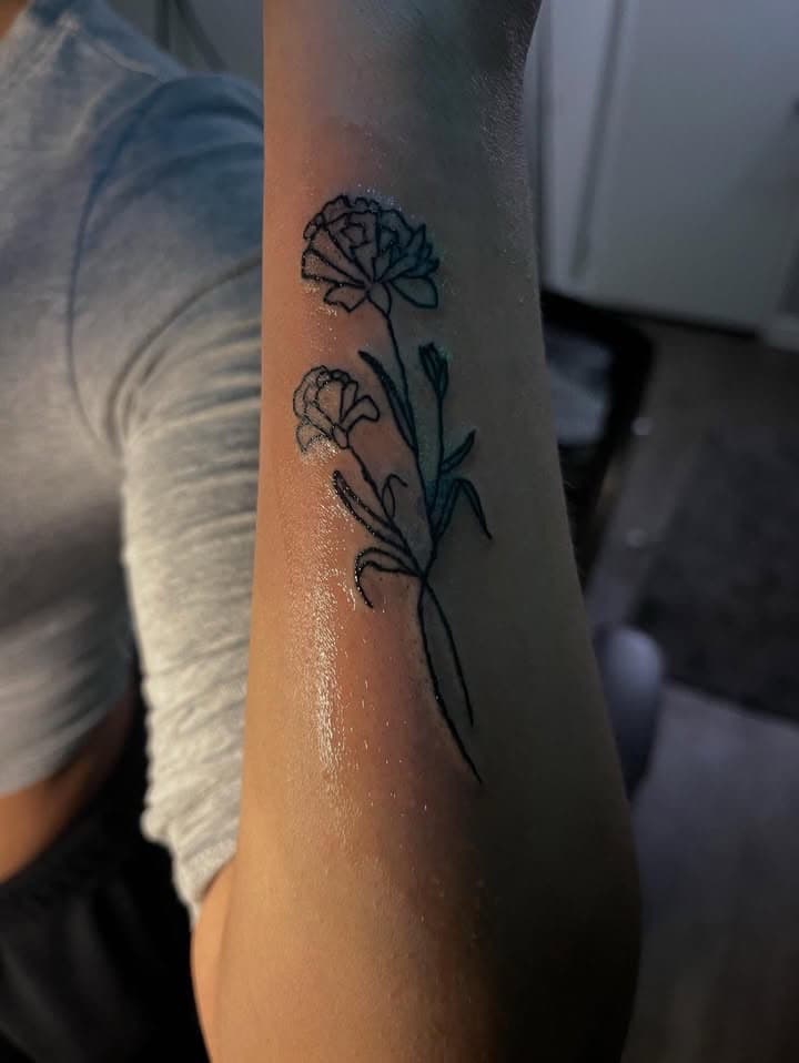 Fine Line + Floral flowers tattoo on Forearm by TattedbyC3 on TattMe