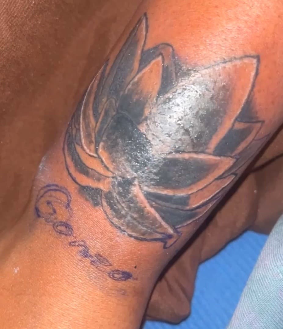 Black & Grey + Floral lotus tattoo on Forearm by TattedbyC3 on TattMe