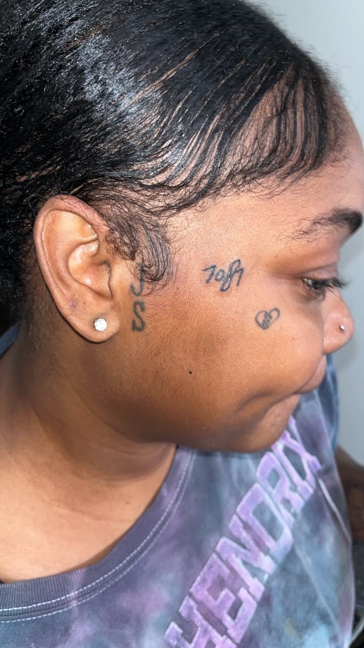 Fine Line + Lettering letters tattoo on Face by TattedbyC3 on TattMe