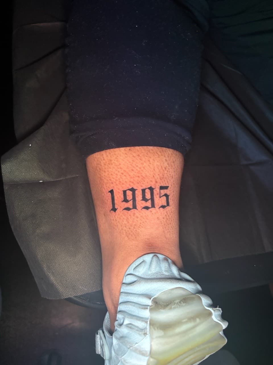 Lettering + Script numbers tattoo on Shin by Lottooink on TattMe