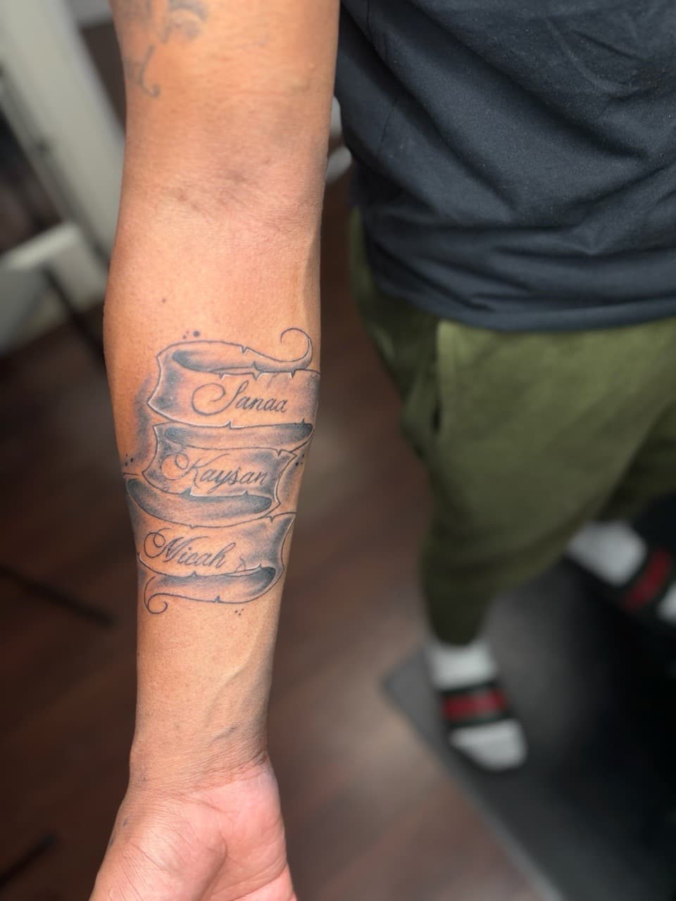 Black & Grey + Lettering banners tattoo on Forearm by Lottooink on TattMe