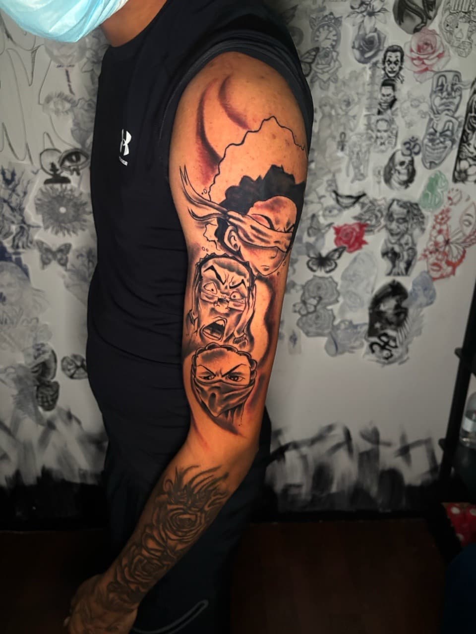 Black & Grey + Illustrative characters tattoo on Half Sleeve by Lottooink on TattMe