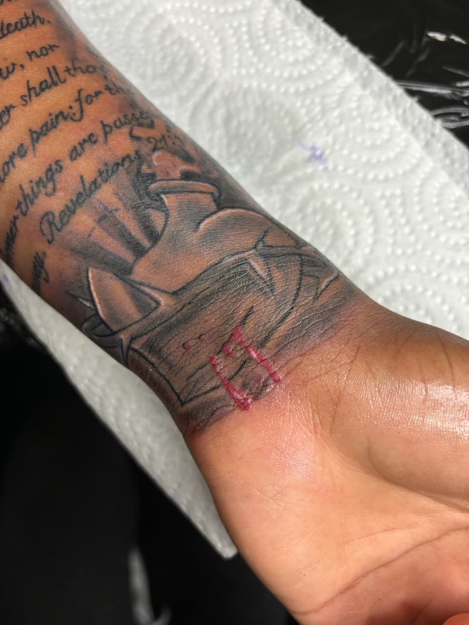 Black & Grey + Lettering anchor tattoo on Wrist by Lottooink on TattMe