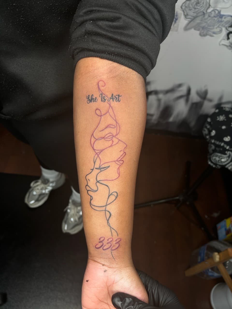 Fine Line + Minimalist faces tattoo on Forearm by Lottooink on TattMe