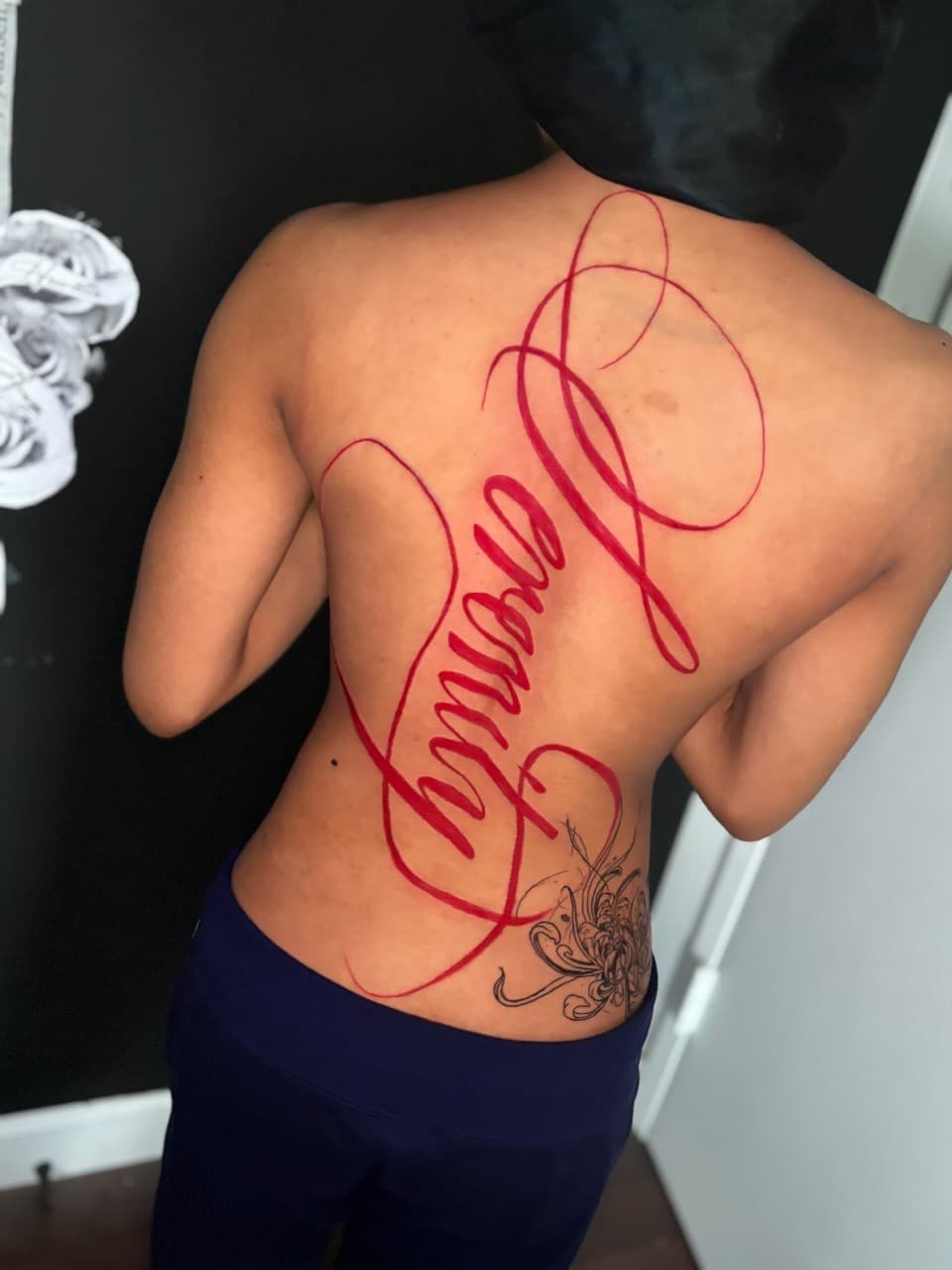 Lettering + Script name tattoo on Lower Back by Lottooink on TattMe