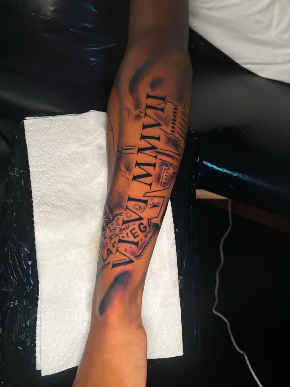 Black & Grey + Lettering las vegas tattoo on Forearm by Lottooink on TattMe