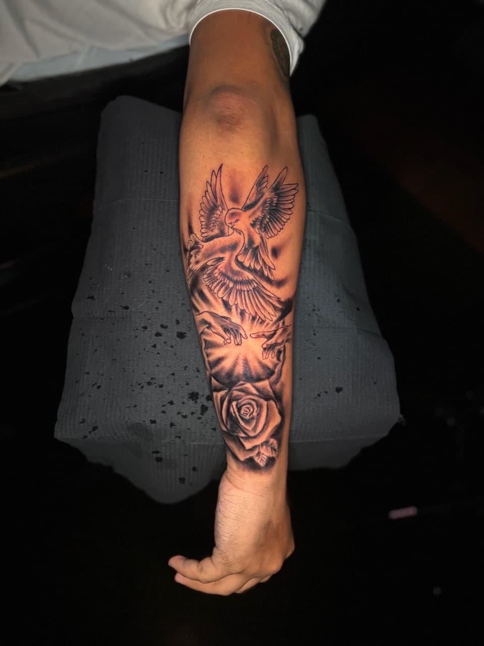 Black & Grey + Illustrative dove tattoo on Forearm by Lottooink on TattMe