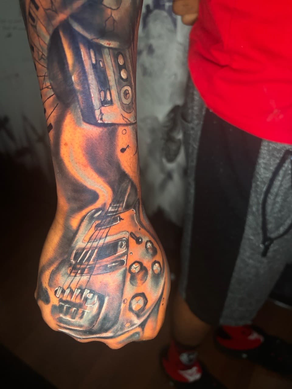 Color + Illustrative guitar tattoo on Forearm by Lottooink on TattMe
