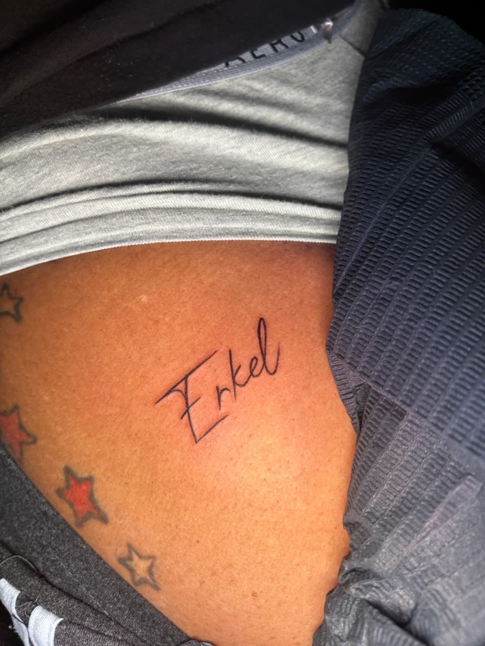 Lettering + Script stars tattoo on Side (Torso) by Lottooink on TattMe