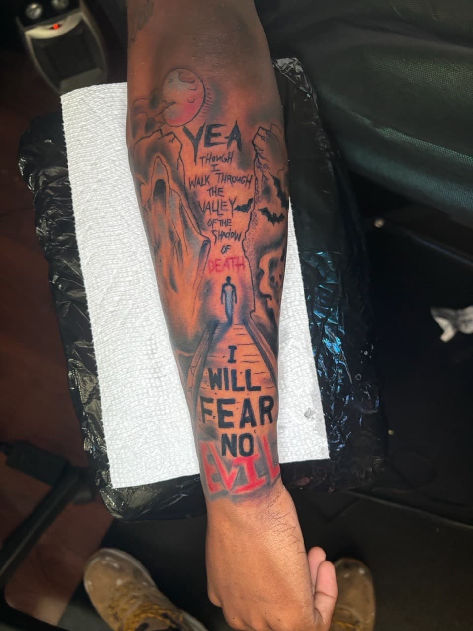 Black & Grey + Lettering pathway tattoo on Forearm by Lottooink on TattMe