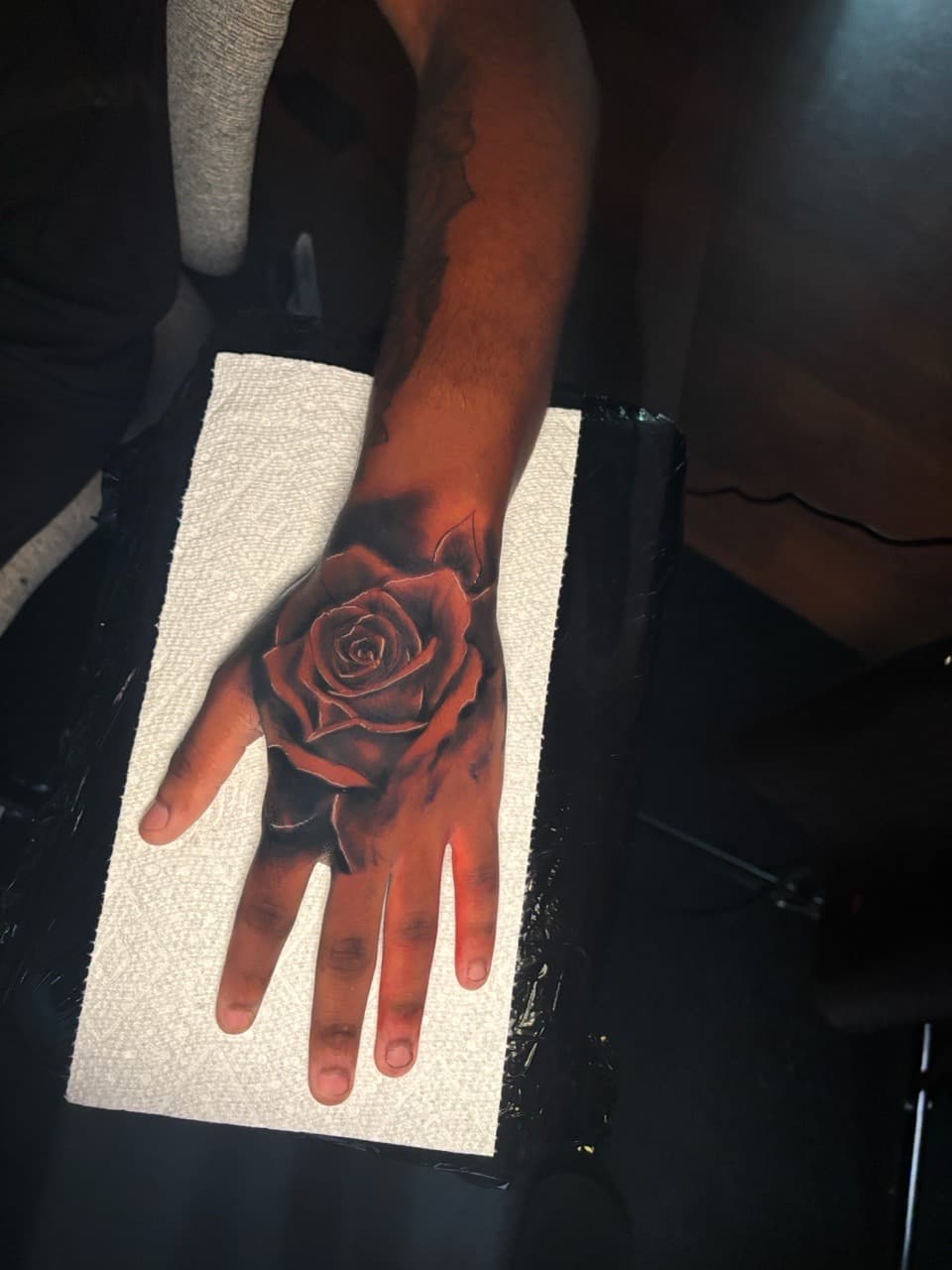 Black & Grey + Floral rose tattoo on Hand by Lottooink on TattMe
