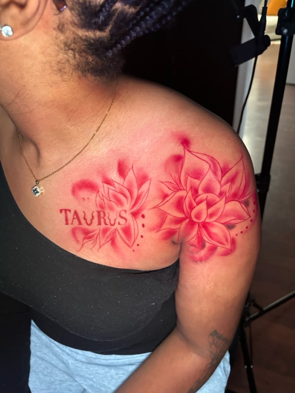 Floral + Lettering flowers tattoo on Shoulder by Lottooink on TattMe