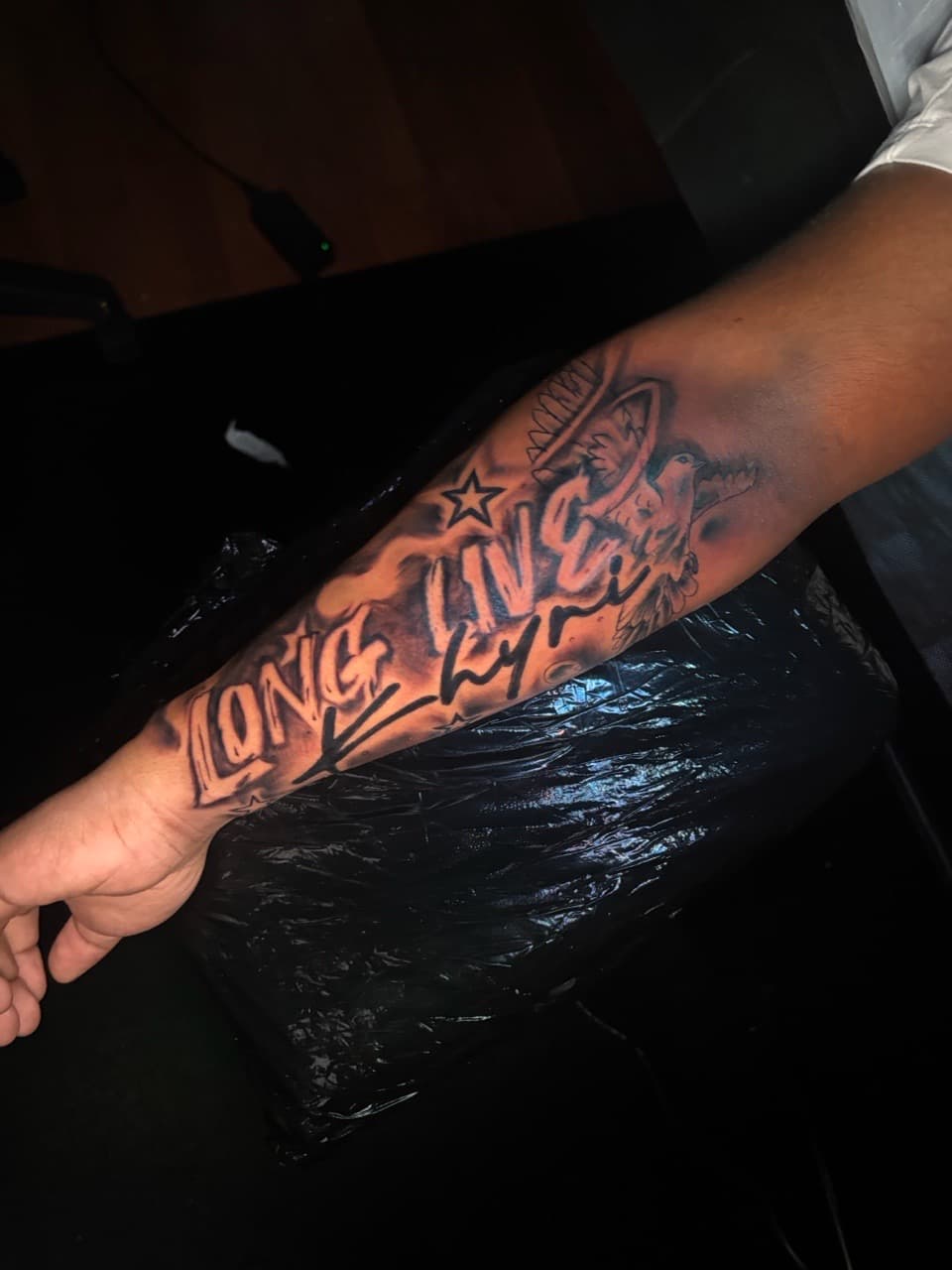 Lettering + Script star tattoo on Forearm by Lottooink on TattMe