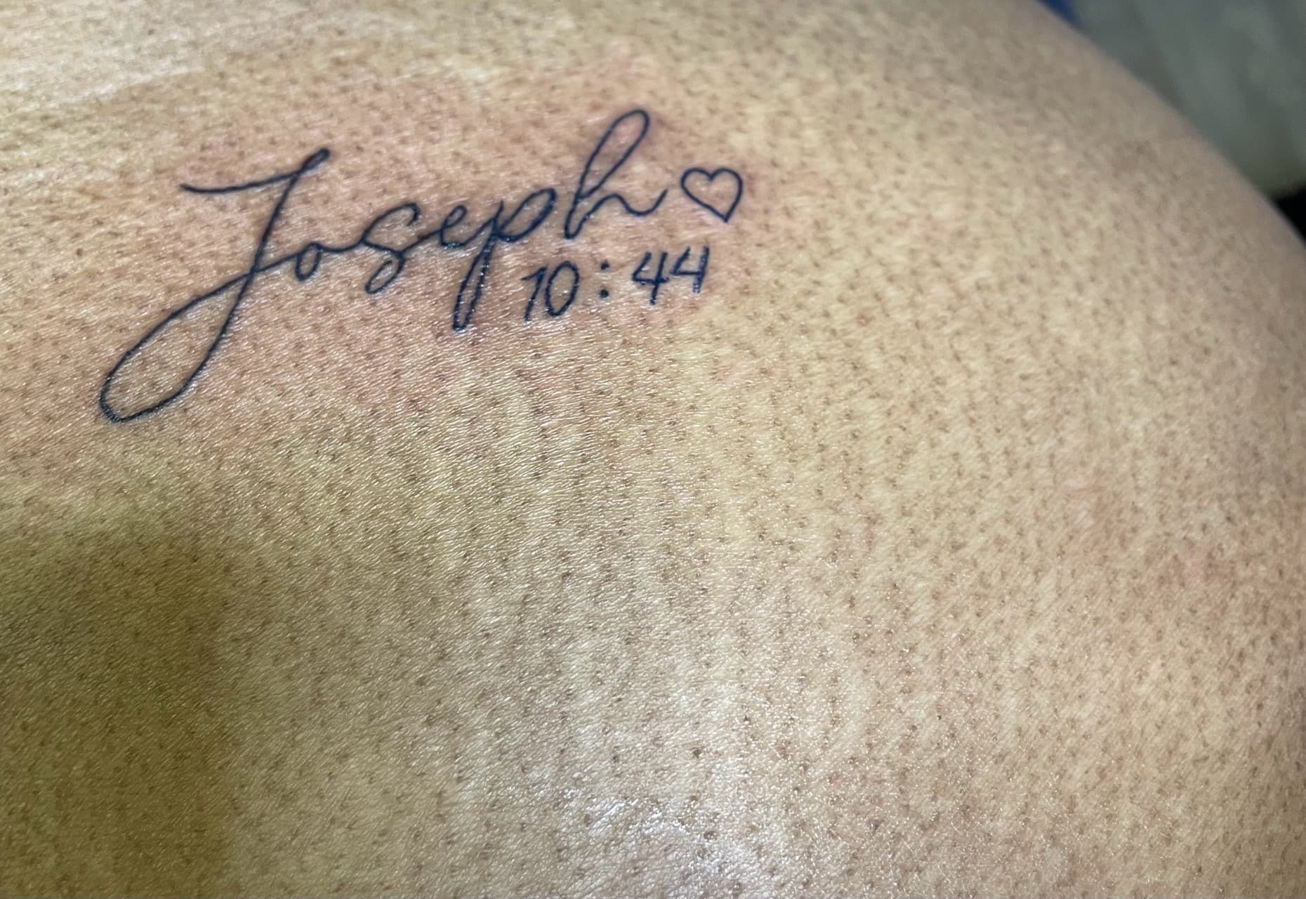 Lettering + Script name tattoo on Shoulder Blade by PIKAISSO on TattMe