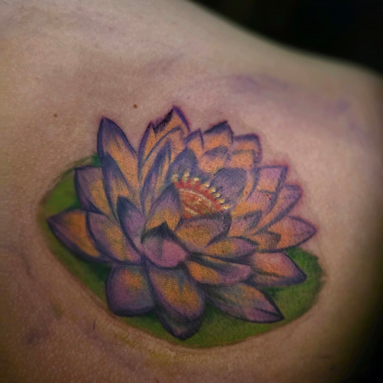 Floral + Color lotus tattoo by Mars_Inko on TattMe