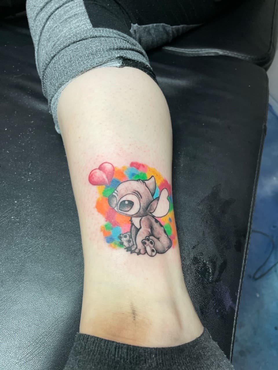 Color + Watercolor stitch tattoo on Calf by INKK_LYFE on TattMe