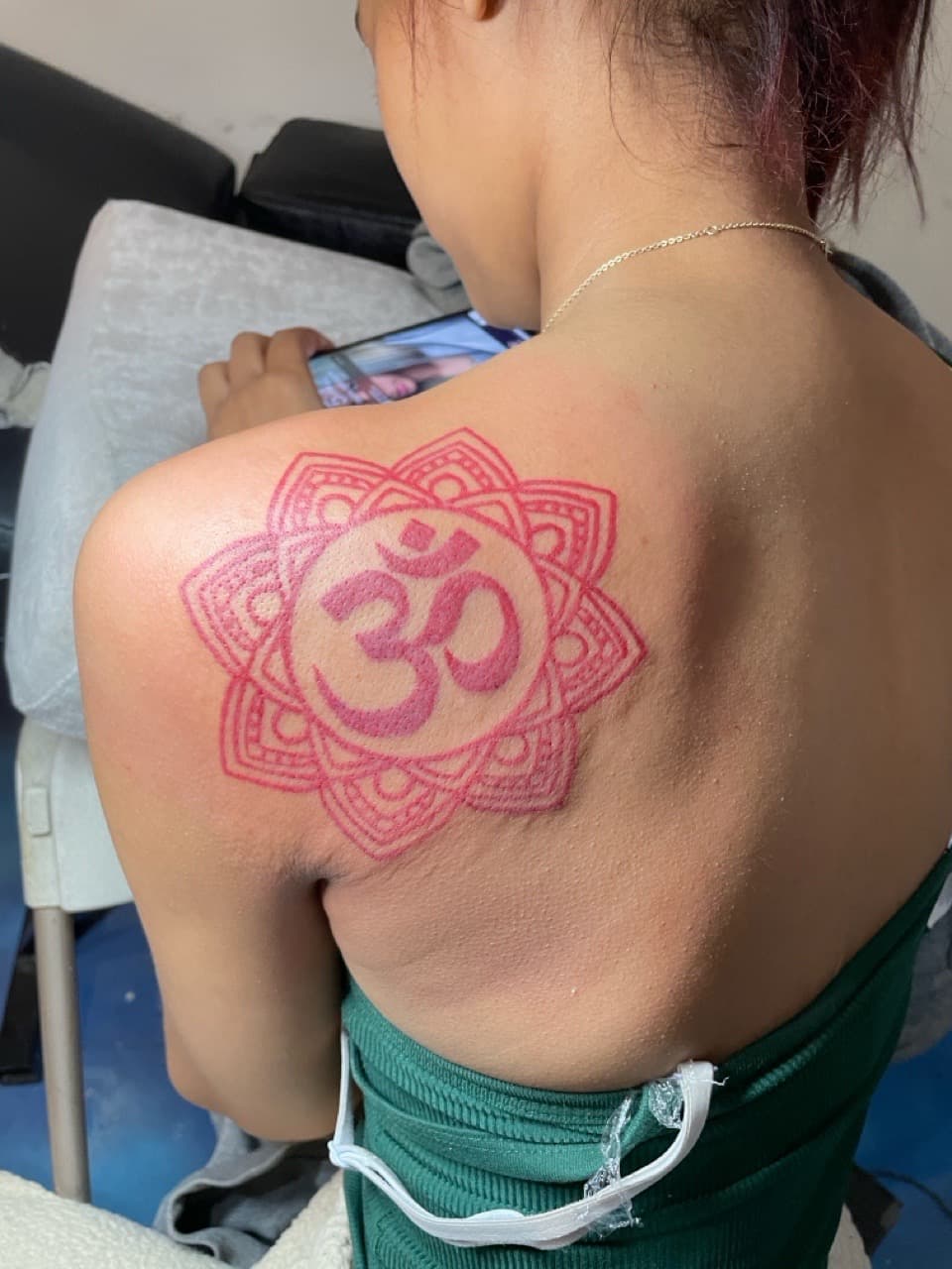 Mandala + Geometric om symbol tattoo on Shoulder Blade by INKK_LYFE on TattMe