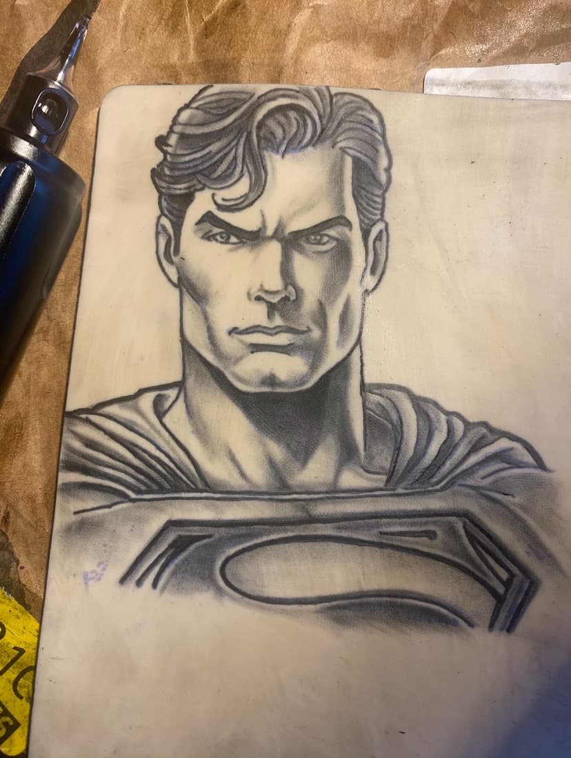 Black & Grey + Illustrative superman tattoo by ONEWAY_Ink on TattMe